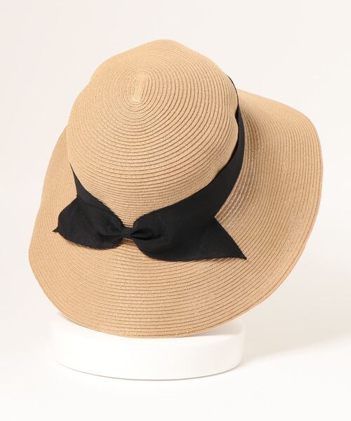 Q(キュー)の「軽量リボンキャペリン(ハット・レディース・ダークブラウン/キャメル・ONE SIZE)」の4枚目の写真