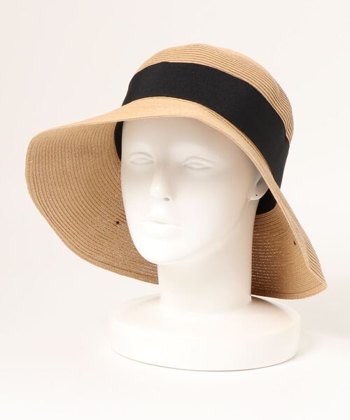 Q(キュー)の「軽量リボンキャペリン(ハット・レディース・ダークブラウン/キャメル・ONE SIZE)」の6枚目の写真