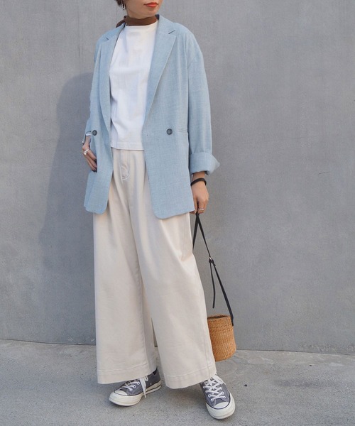 NICOLE white（ニコルホワイト）の「ダブルジャケット（テーラードジャケット・レディース・ベージュ/ネイビー/サックスブルー・FREE）」の20枚目の写真