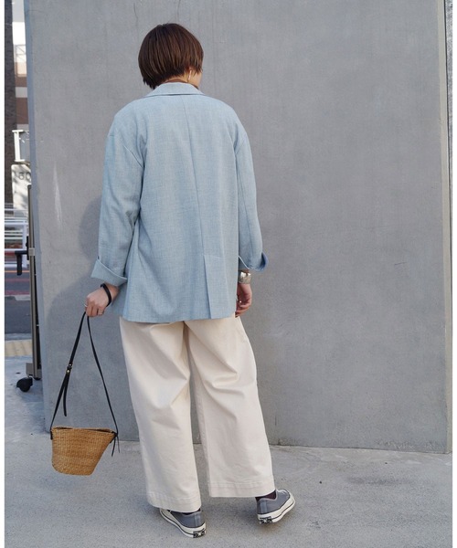 NICOLE white（ニコルホワイト）の「ダブルジャケット（テーラードジャケット・レディース・ベージュ/ネイビー/サックスブルー・FREE）」の16枚目の写真