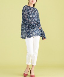 中空糸デニムストレートパンツ（White)