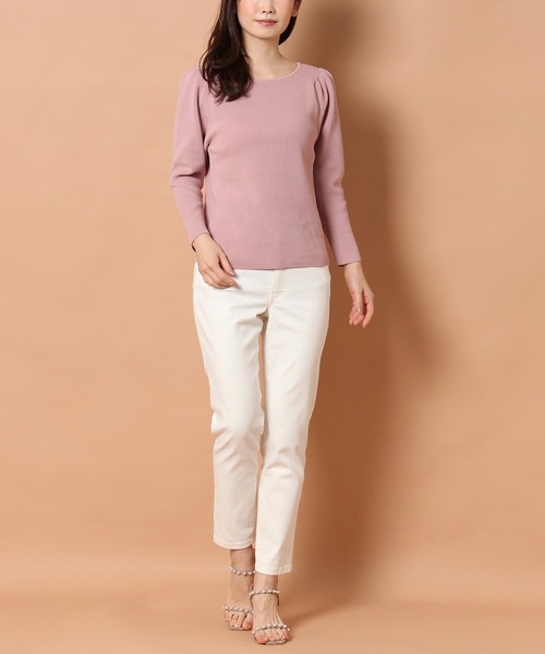 Rose Tiara(ローズティアラ)の「中空糸デニムストレートパンツ(White)(デニムパンツ・レディース・オフホワイト・42/40/46/38)」の4枚目の写真