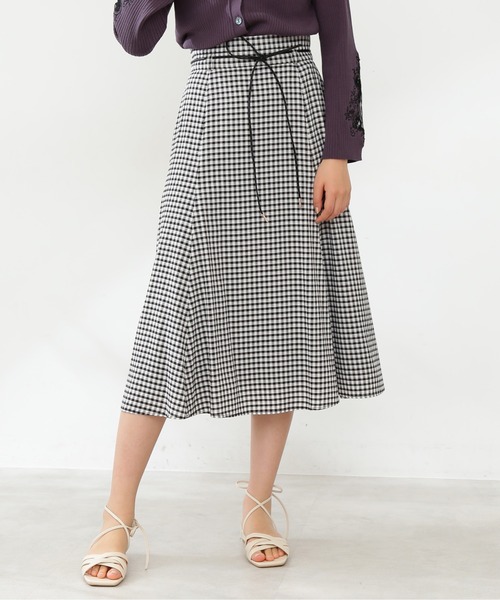 JILL by JILL STUART（ジルバイジルスチュアート）の「◇マーメイドギンガムスカート（スカート・レディース・ブラック/ベージュ・SMALL/MEDIUM）」の4枚目の写真