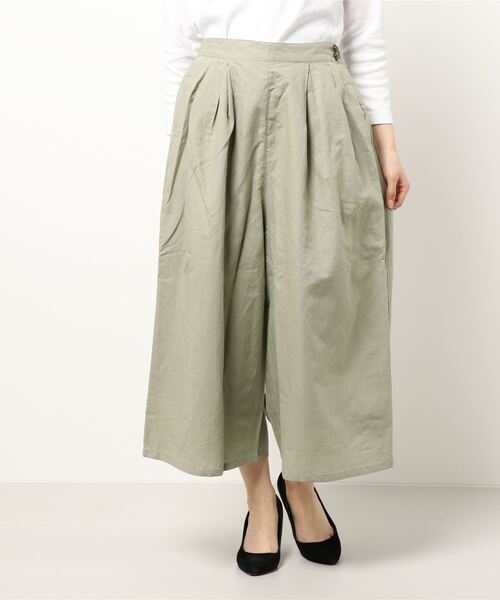 Samansa Mos2（サマンサ モスモス）の「麻レーヨンタックワイドパンツ（その他パンツ・レディース・ベージュ/カーキ/キナリ/チャコール・ﾌﾘ-）」の8枚目の写真
