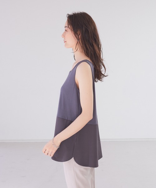 abahouse mavie(アバハウスマヴィ)の「ecru シャツヘムインナータンクショート(タンクトップ・レディース・チャコールグレー/グレイッシュベージュ/ホワイト・フリー)」の12枚目の写真