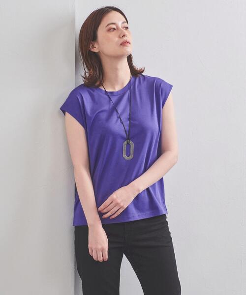 UNITED ARROWS（ユナイテッドアローズ）の「UWSC SMOOTH フレンチスリーブ カットソー◆（Tシャツ/カットソー・レディース・ホワイト/ブラック/パープル・FREE）」の14枚目の写真