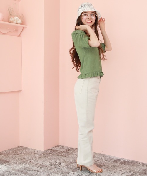 Cheek（チーク）の「【 - ｍｉｍｉ - 】パワショルレトロＴＯＰＳ（Tシャツ/カットソー・レディース・グリーン/アイボリー/ラベンダー/ブラック・FREE）」の16枚目の写真