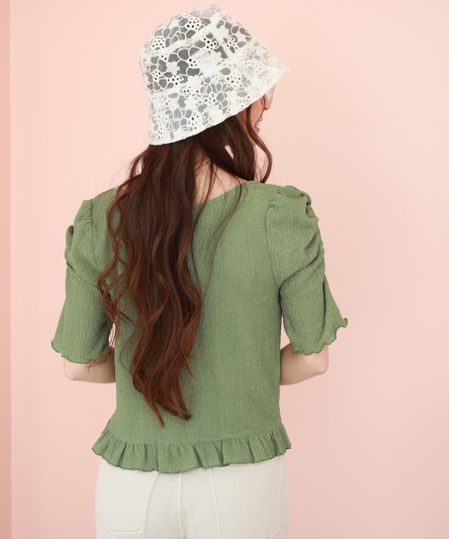 Cheek（チーク）の「【 - ｍｉｍｉ - 】パワショルレトロＴＯＰＳ（Tシャツ/カットソー・レディース・グリーン/アイボリー/ラベンダー/ブラック・FREE）」の20枚目の写真