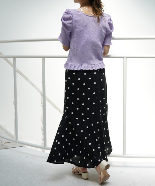 Cheek（チーク）の「【 - ｍｉｍｉ - 】パワショルレトロＴＯＰＳ（Tシャツ/カットソー・レディース・グリーン/アイボリー/ラベンダー/ブラック・FREE）」の6枚目の写真