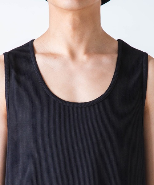 WEGO（ウィゴー）の「WEGO/ワッフルラウンドタンクトップ（タンクトップ・メンズ・ブラック/杢グレー/ホワイト・MEDIUM/SMALL/LARGE）」の9枚目の写真