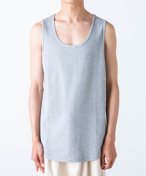 WEGO（ウィゴー）の「WEGO/ワッフルラウンドタンクトップ（タンクトップ・メンズ・ブラック/杢グレー/ホワイト・MEDIUM/SMALL/LARGE）」の5枚目の写真