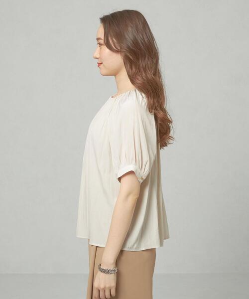 closet story（クローゼットストーリー）の「＜closet story＞ ポリエステルサテン ギャザー ブラウス（シャツ/ブラウス・レディース・ネイビー/オフホワイト/ライム・FREE）」の5枚目の写真