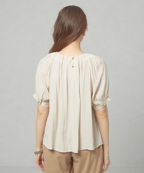 closet story（クローゼットストーリー）の「＜closet story＞ ポリエステルサテン ギャザー ブラウス（シャツ/ブラウス・レディース・ネイビー/オフホワイト/ライム・FREE）」の6枚目の写真