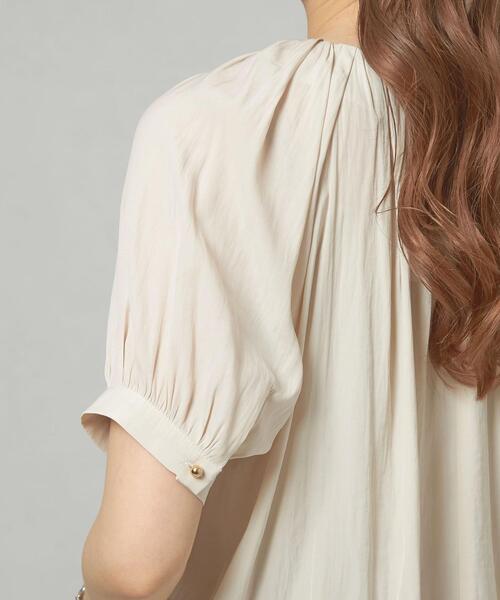 closet story（クローゼットストーリー）の「＜closet story＞ ポリエステルサテン ギャザー ブラウス（シャツ/ブラウス・レディース・ネイビー/オフホワイト/ライム・FREE）」の10枚目の写真