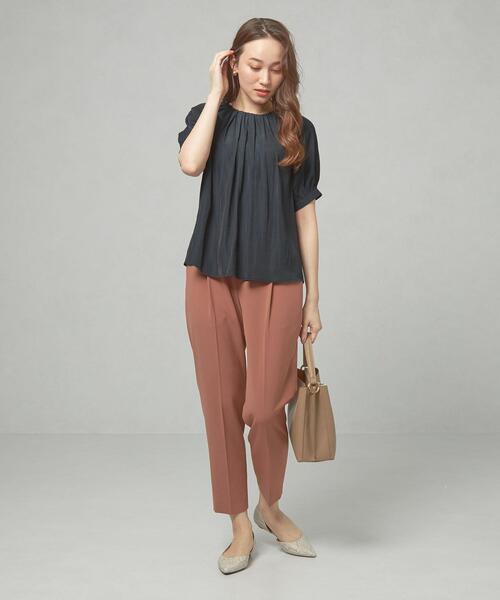 closet story（クローゼットストーリー）の「＜closet story＞ ポリエステルサテン ギャザー ブラウス（シャツ/ブラウス・レディース・ネイビー/オフホワイト/ライム・FREE）」の16枚目の写真