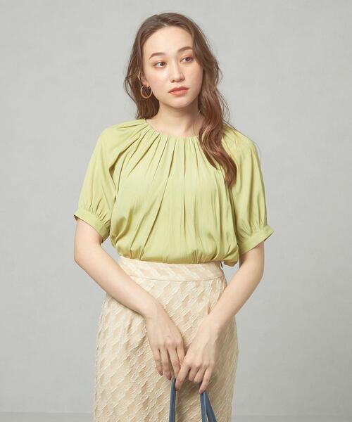 closet story（クローゼットストーリー）の「＜closet story＞ ポリエステルサテン ギャザー ブラウス（シャツ/ブラウス・レディース・ネイビー/オフホワイト/ライム・FREE）」の17枚目の写真