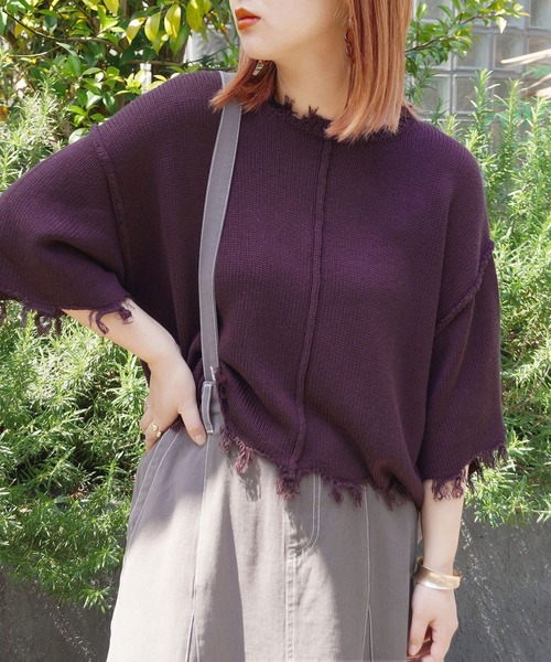 179/WG（イチナナキュウダブルジー）の「ダメージニットセット（アンサンブル・レディース・ブルー/パープル/ライトグレー・FREE）」の3枚目の写真