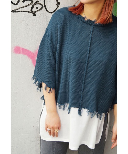 179/WG（イチナナキュウダブルジー）の「ダメージニットセット（アンサンブル・レディース・ブルー/パープル/ライトグレー・FREE）」の2枚目の写真