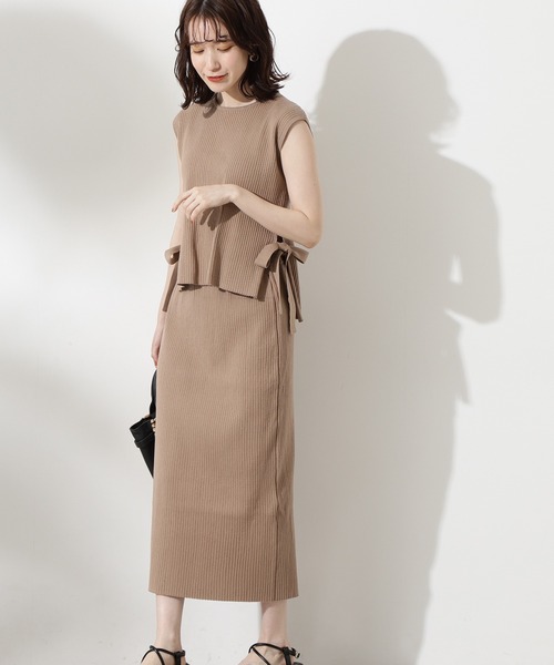 N.（N. Natural Beauty Basic）（エヌエヌナチュラルビューティーベーシック）の「◆ワイドリブベストセットアップ（ワンピース・レディース・ベージュ/オレンジ/ブルー/ブラック・MEDIUM）」の3枚目の写真