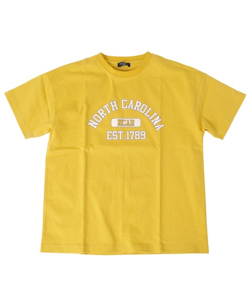 GLAZOS（グラソス）の「天竺・接触冷感ドロップショルダーアソートカレッジロゴ半袖Tシャツ（Tシャツ/カットソー・キッズ・ホワイト/パープル/チャコールグレー/グレー/マスタード/ブルー・130cm/140cm/150cm/160cm/170cm）」の6枚目の写真