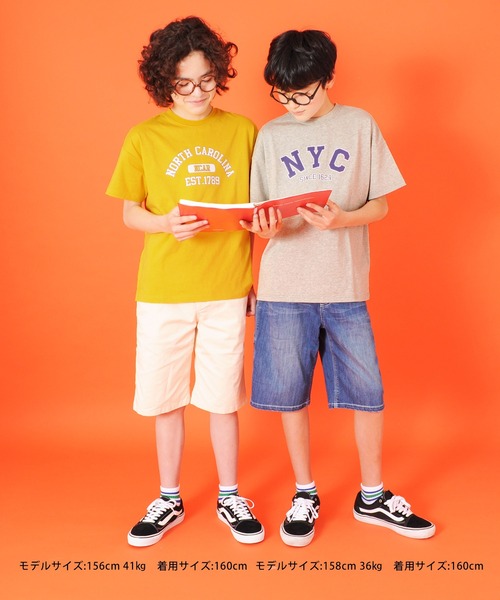 GLAZOS（グラソス）の「天竺・接触冷感ドロップショルダーアソートカレッジロゴ半袖Tシャツ（Tシャツ/カットソー・キッズ・ホワイト/パープル/チャコールグレー/グレー/マスタード/ブルー・130cm/140cm/150cm/160cm/170cm）」の12枚目の写真