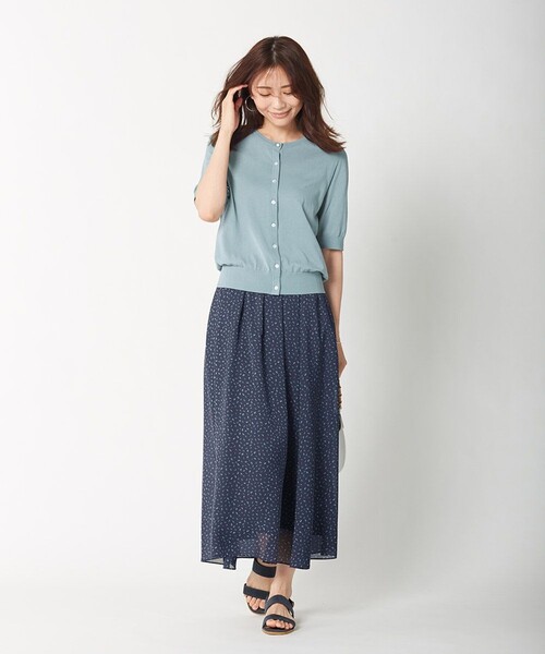 J.PRESS(ジェイプレス)の「【洗える】半袖クルーネック カーディガン(カーディガン/ボレロ・レディース・ホワイト系/ブラック系/ダークブラウン系/ネイビー系/ターコイズブルー系・T13/T15)」の8枚目の写真