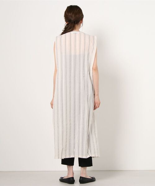 ARCANUM DESIGN（アルカナムデザイン）の「ARL ｽﾄﾗｲﾌﾟｼｮﾙﾀﾞｰﾀｯｸﾛﾝｸﾞﾜﾝﾋﾟｰｽ（ワンピース・レディース・ホワイト/ブラック・FREE）」の10枚目の写真