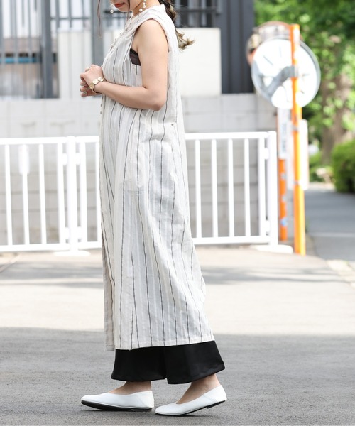 ARCANUM DESIGN（アルカナムデザイン）の「ARL ｽﾄﾗｲﾌﾟｼｮﾙﾀﾞｰﾀｯｸﾛﾝｸﾞﾜﾝﾋﾟｰｽ（ワンピース・レディース・ホワイト/ブラック・FREE）」の5枚目の写真