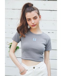 ALEXIA STAM | Butterfly Embroidery Tee/バタフライエンブロイダリーティー(Tシャツ/カットソー)