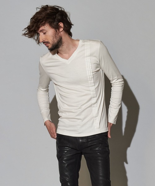 NO ID.(ノーアイディ)の「【NO ID.】Giza Lyocell Pintuck Long Sleeve T-shirt / ギザ リヨセル ピンタック ロング スリーブ Tシャツ(Tシャツ/カットソー・メンズ・オレンジ/ホワイト/グレー/ブラック・2/1)」の10枚目の写真