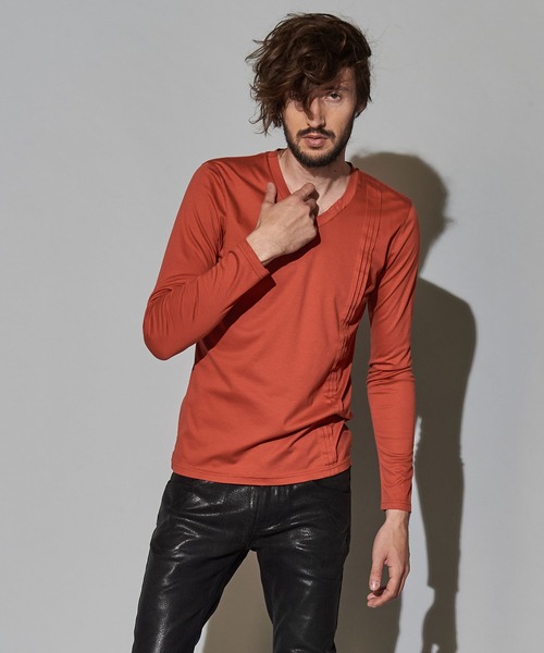 NO ID.(ノーアイディ)の「【NO ID.】Giza Lyocell Pintuck Long Sleeve T-shirt / ギザ リヨセル ピンタック ロング スリーブ Tシャツ(Tシャツ/カットソー・メンズ・オレンジ/ホワイト/グレー/ブラック・2/1)」の11枚目の写真