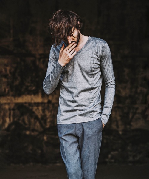 NO ID.(ノーアイディ)の「【NO ID.】Giza Lyocell Pintuck Long Sleeve T-shirt / ギザ リヨセル ピンタック ロング スリーブ Tシャツ(Tシャツ/カットソー・メンズ・オレンジ/ホワイト/グレー/ブラック・2/1)」の16枚目の写真