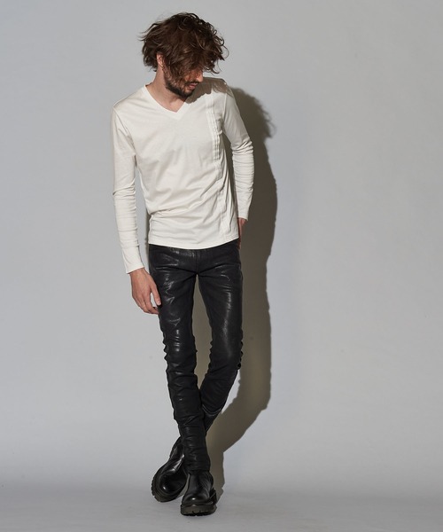 NO ID.(ノーアイディ)の「【NO ID.】Giza Lyocell Pintuck Long Sleeve T-shirt / ギザ リヨセル ピンタック ロング スリーブ Tシャツ(Tシャツ/カットソー・メンズ・オレンジ/ホワイト/グレー/ブラック・2/1)」の22枚目の写真