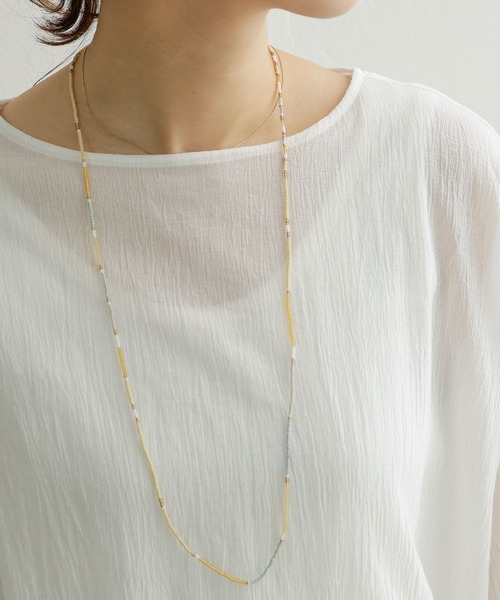 URBAN RESEARCH DOORS(アーバンリサーチドアーズ)の「PERAPERAK 2wayビーズネックレス(ネックレス・レディース・ライトベージュ/ブルー系その他/ベージュ系その他/パープル・FREE)」の1枚目の写真