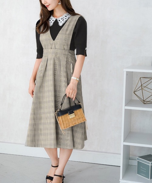 セール ジャンスカ チェック 2way Le Reve Vaniller ジャンパースカート Le Reve Vaniller ル レーヴ ヴァニレ のファッション通販 Zozotown