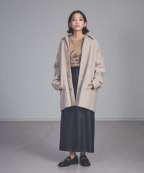 NOMINE(ノミネ)の「ペンシルフェイクレザースカート(スカート・レディース・ブラック/アイボリー/ホワイト系その他/ベージュ・S/M)」の14枚目の写真
