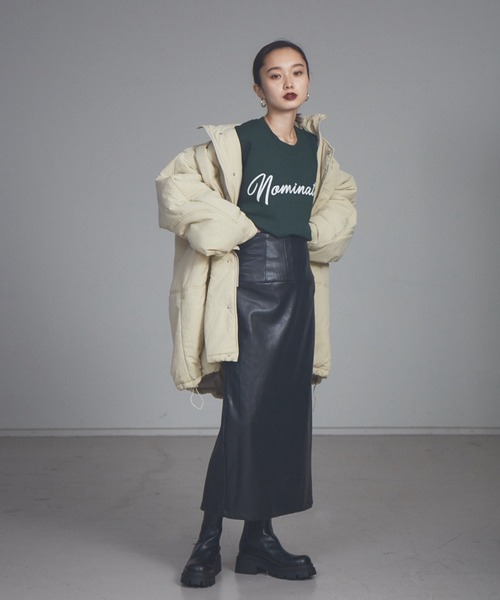 NOMINE(ノミネ)の「ペンシルフェイクレザースカート(スカート・レディース・ブラック/アイボリー/ホワイト系その他/ベージュ・S/M)」の7枚目の写真
