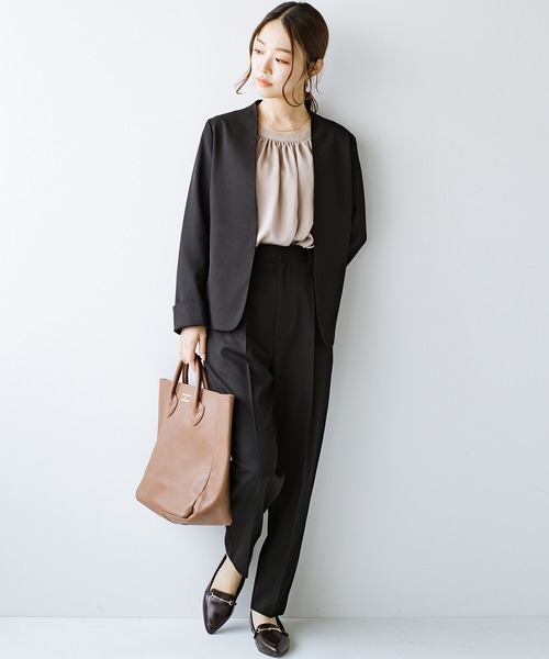 haco!（ハコ）の「これさえあればきちんとできちゃう！大人のフォーマル裏地付きジャケット・パンツ・スカート3点セット by que made me（スーツセット・レディース・ネイビー/ブラック/グレー・SMALL/LARGE/MEDIUM/X-LARGE）」の4枚目の写真