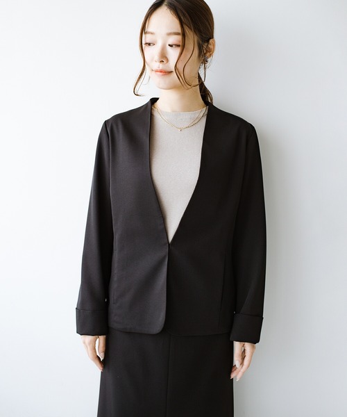 haco!（ハコ）の「これさえあればきちんとできちゃう！大人のフォーマル裏地付きジャケット・パンツ・スカート3点セット by que made me（スーツセット・レディース・ネイビー/ブラック/グレー・SMALL/LARGE/MEDIUM/X-LARGE）」の10枚目の写真