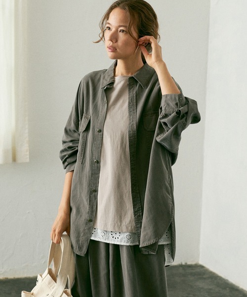 PUAL CE CIN（ピュアルセシン）の「【Du noir】CPOブラウス/ジャケット（シャツ/ブラウス・レディース・ブラウン/グレー・FREE）」の7枚目の写真