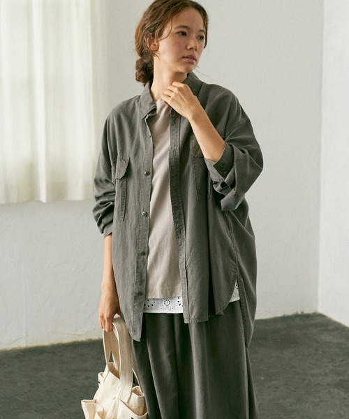 PUAL CE CIN（ピュアルセシン）の「【Du noir】CPOブラウス/ジャケット（シャツ/ブラウス・レディース・ブラウン/グレー・FREE）」の3枚目の写真