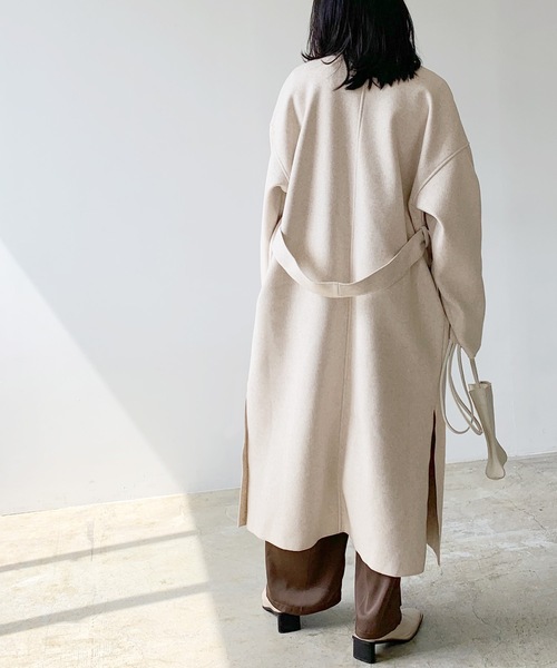 LIAN（リアン）の「ダブルフェイスノーカラーコート（ノーカラーコート・レディース・アイボリー/グレー・FREE）」の8枚目の写真