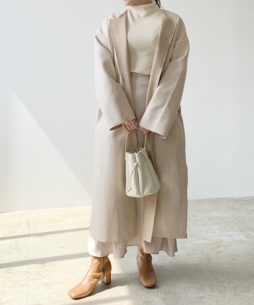 LIAN（リアン）の「ダブルフェイスノーカラーコート（ノーカラーコート・レディース・アイボリー/グレー・FREE）」の12枚目の写真