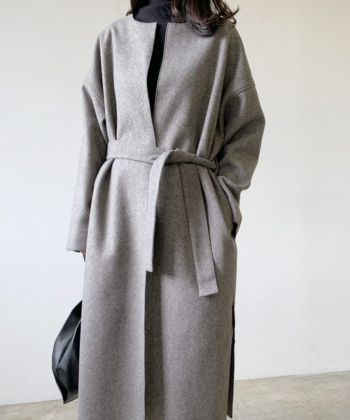 LIAN（リアン）の「ダブルフェイスノーカラーコート（ノーカラーコート・レディース・アイボリー/グレー・FREE）」の16枚目の写真