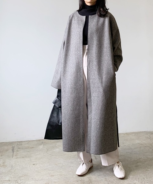 LIAN（リアン）の「ダブルフェイスノーカラーコート（ノーカラーコート・レディース・アイボリー/グレー・FREE）」の17枚目の写真