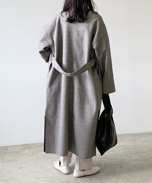 LIAN（リアン）の「ダブルフェイスノーカラーコート（ノーカラーコート・レディース・アイボリー/グレー・FREE）」の18枚目の写真