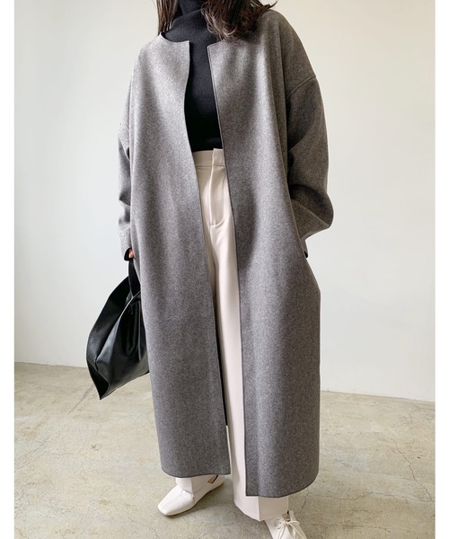 LIAN（リアン）の「ダブルフェイスノーカラーコート（ノーカラーコート・レディース・アイボリー/グレー・FREE）」の20枚目の写真