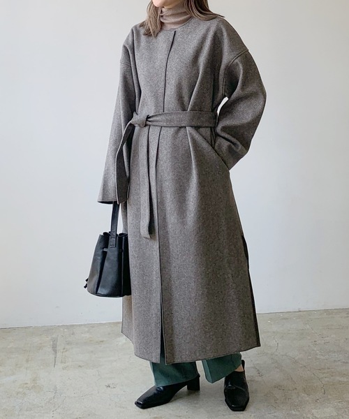 LIAN（リアン）の「ダブルフェイスノーカラーコート（ノーカラーコート・レディース・アイボリー/グレー・FREE）」の22枚目の写真