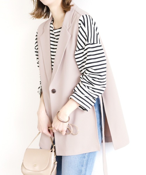 reca（レカ）の「テーラードジレジャケット（ベスト・レディース・ブラック/ブラウン/テラコッタ/グリーン/ライトベージュ/ベージュ・M）」の5枚目の写真