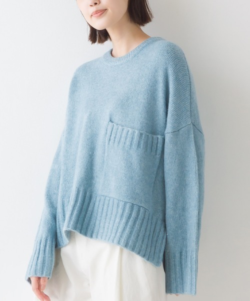 OMNES(オムネス)の「シャギービッグポケットプルオーパーニット(ニット/セーター・レディース・ベージュ/グレー/サックスブルー/オレンジ・FREE)」の14枚目の写真